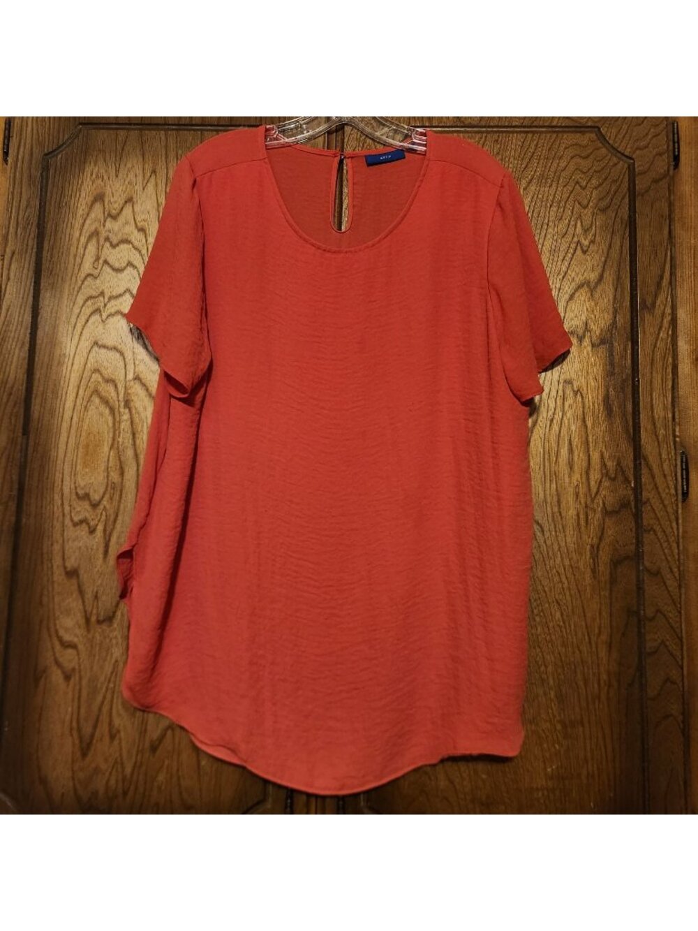 Orange Shell Blouse Round Collar Light Weight Material Ladies Size XL